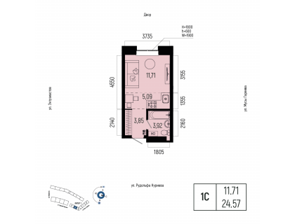Планировка 1-комн. · 24.6 м²