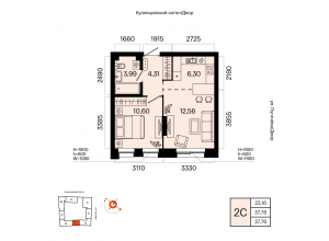 2-комн. · 37,8 м²