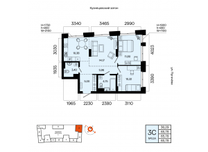 3-комн. · 65,8 м²