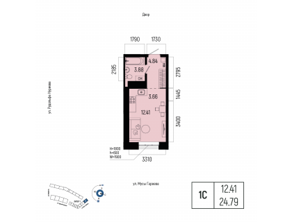 Планировка 1-комн. · 24.8 м²