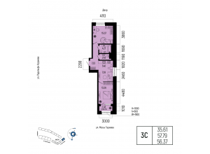 3-комн. · 56,4 м²