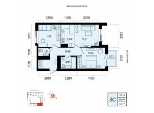 3-комн. · 57,8 м²