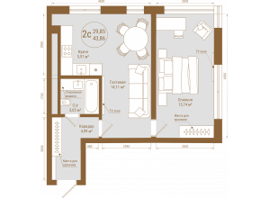 2-комн. · 43.9 м²