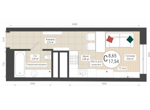 Студия · 17.5 м²