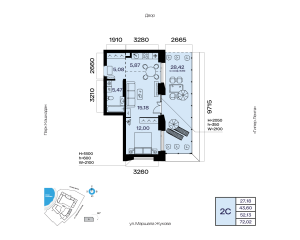 Планировка 2-комнатные 52,1 м²
