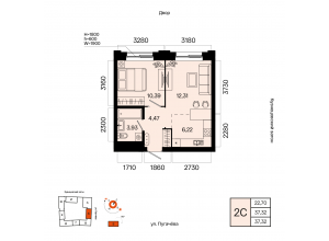 2-комн. · 37,3 м²