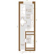 Планировка: Студия, 21 м²