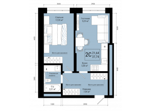 2-комн. · 37.7 м²