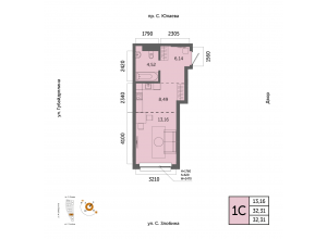 1-комн. · 32,3 м²