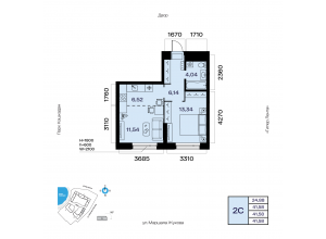 2-комн. · 41,6 м²