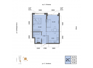 2-комн. · 47,8 м²