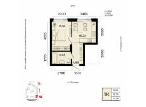 1-комн. · 32,4 м²