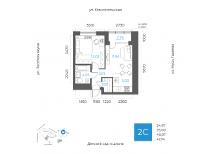 2-комн. · 40,4 м²