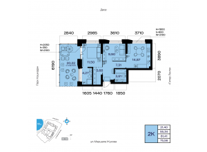 2-комн. · 61,4 м²