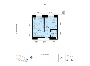2-комн. · 40,9 м²