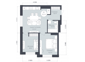 3-комн. · 52.1 м²