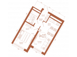 2-комн. · 38.1 м²