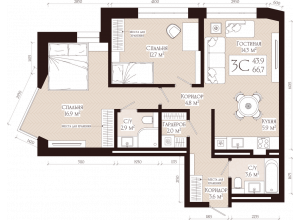 3-комн. · 66.7 м²