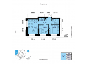 3-комн. · 50 м²