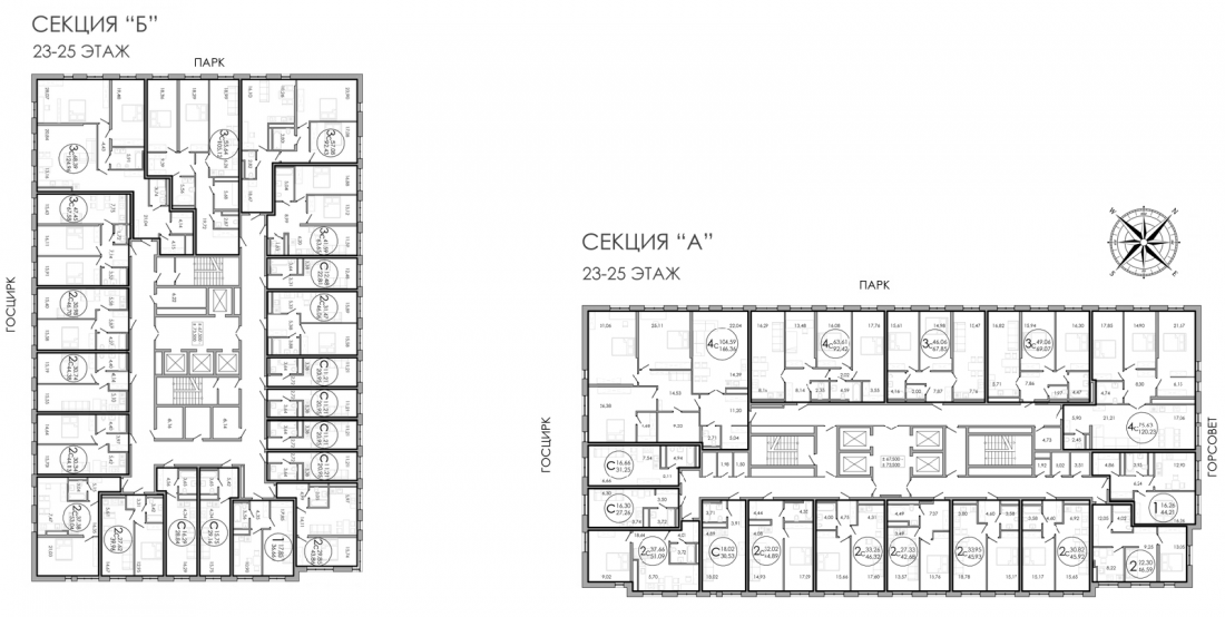 Планировка 2-комнатная квартира 51.1 м² в ЖК The Prime, 25 этаж — 16 404 203 ₽