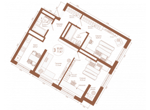3-комн. · 77.9 м²