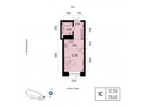 1-комн. · 26,5 м²