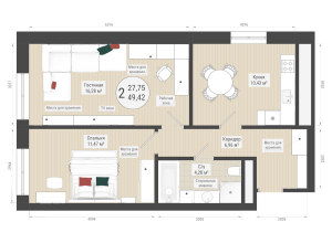 2-комн. · 49.4 м²