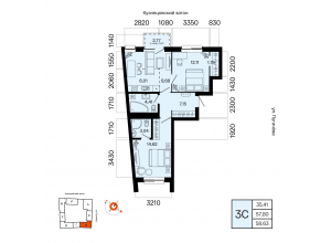 3-комн. · 58,6 м²