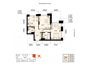 2-комн. · 57,8 м²