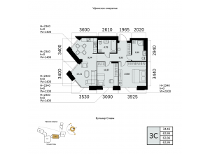 3-комн. · 62,9 м²