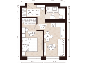 2-комн. · 33.7 м²