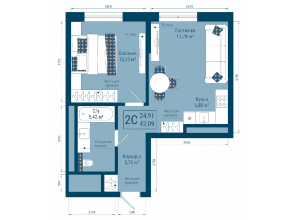 2-комн. · 42.1 м²