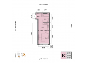 1-комн. 30,3 м² — Урбаника