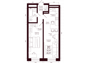2-комн. · 46 м²