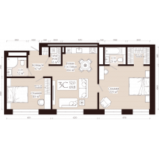 Планировка: 3-комн. квартира, 69.8 м²