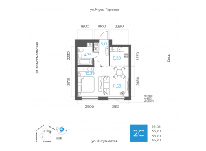 2-комн. · 36,7 м²