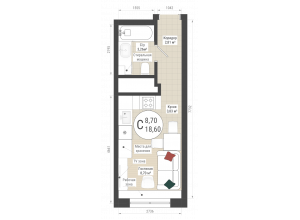 Студия · 18.6 м²