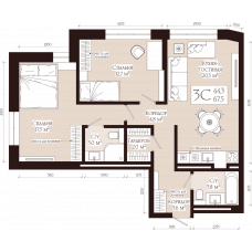 Планировка: 3-комн. квартира, 67.5 м²