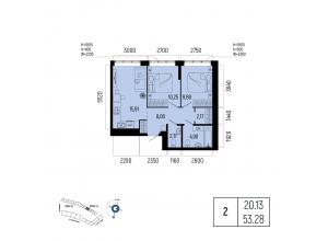 2-комн. · 53,3 м²