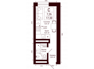 Студия · 17.3 м²