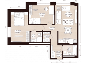 3-комн. · 66.7 м²
