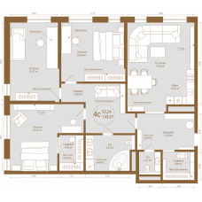 4-комн. квартира, 143.7 м²