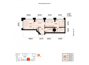2-комн. · 52,4 м²