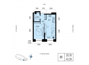 2-комн. · 43,4 м²
