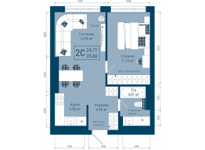 2-комн. · 39.7 м²
