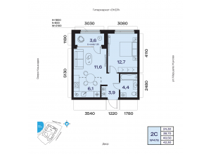 2-комн. · 40,5 м²