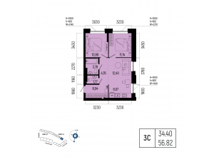 3-комн. · 56,8 м²